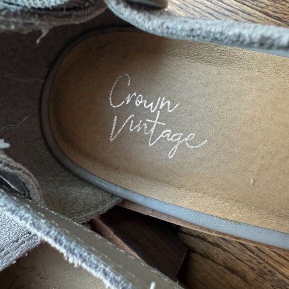Crown Vintage Sling-Back Buckle Flats Size 10M Taupe/Gray Leather Excellent - Picture 4 of 9